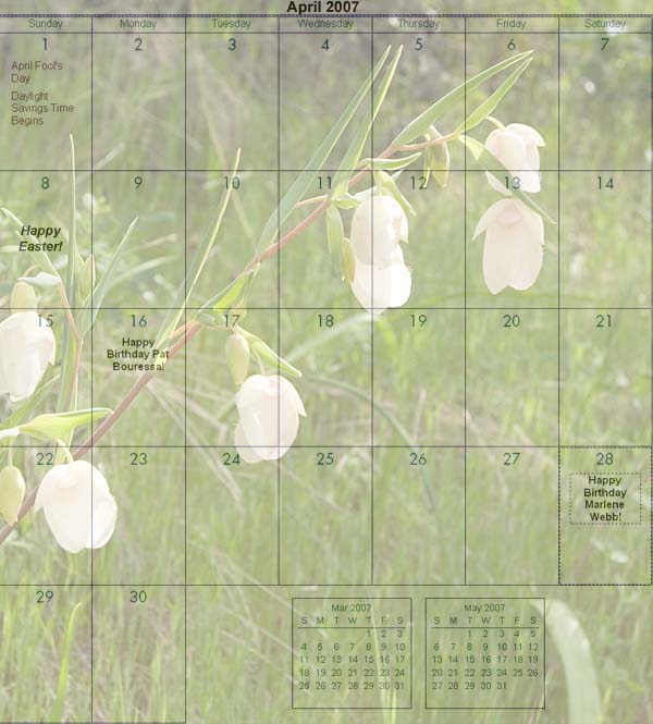 April 2007 Calendar