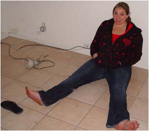 ...while Erin supervises! (Barefoot and pregnant?)