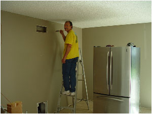 George does some painting before Shawn and Erin move in